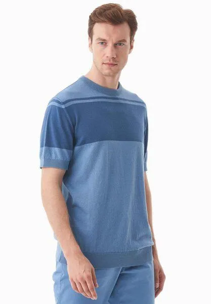 ORGANICATION ORGANICATION Strickshirt aus Bio-Baumwolle, Coronet blue/light navy, – Produktbild 3 von 4