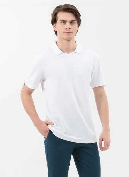 ORGANICATION ORGANICATION Poloshirt aus Bio-Baumwolle mit V-Ausschnitt, White, – Produktbild 4 von 4