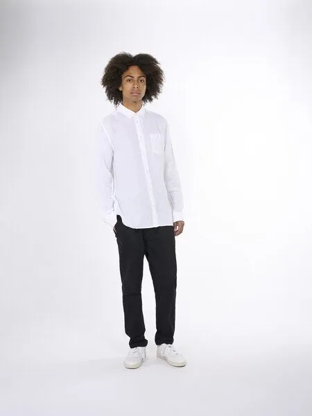 KnowledgeCotton Apparel KnowledgeCotton Apparel Regular Hemd aus Bio-Leinen - GOTS/Vegan, Weiss (bright) white, – Produktbild 3 von 4