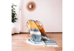 Steppenwolle Steppenwolle Kuscheldecke VALLEY aus 100% Schurwolle mit Tribalmotiv & Fransen – Produktbild 1 von 1