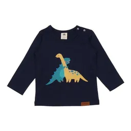 Walkiddy Baby Langarmshirt GOTS zertifiziert, 95% Bio-Baumwolle, dunkelblau, Dino-Print, weich & elastisch – Walkiddy – Produktbild 1 von 1