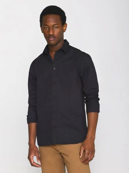 KnowledgeCotton Apparel KnowledgeCotton Apparel Hemd - ALF regular crispy cotton shirt - aus Bio-Baumwolle, Schwarz (black jet), – Produktbild 1 von 4