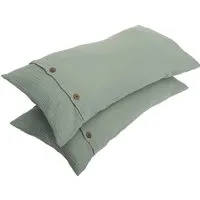 Living Crafts LIVING CRAFTS - Home Kissenbezug, 2er-Pack - Grün (100% Bio-Baumwolle), Nachhaltige Mode, Bio Bekleidung, Grün, – Produktbild 2 von 2