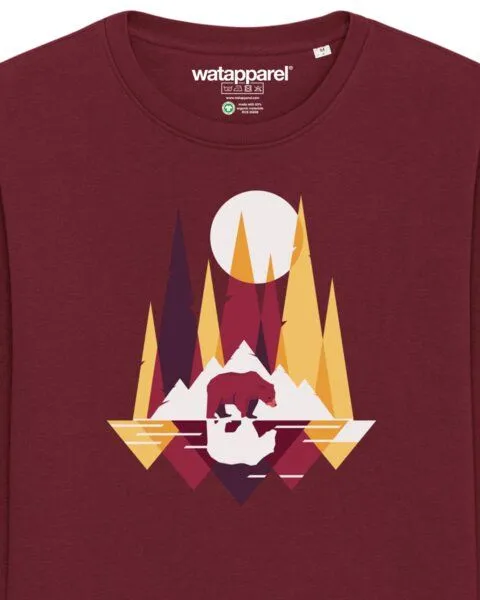 watapparel watapparel Sweatshirt Unisex Von Bären und Bergen, Burgundy, – Produktbild 3 von 4