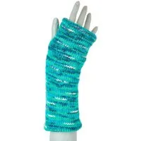 short'n'pietz short'n'pietz Schurwollhandstulpen gestreift, handgestrickt, Türkis petrol, – Produktbild 1 von 1
