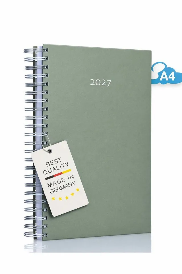 edition cumulus Terminkalender edition cumulus Der GROSSE DICKE Tageskalender 2027 DIN A4 1Tag=1Seite, 1 Tag pro Seite, DIN A4, FSC-Papier, Notizbereich, Grün, – Produktbild 2 von 7