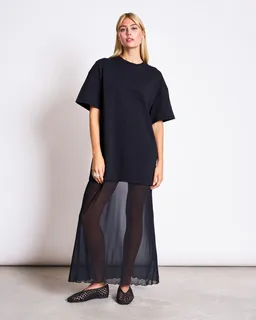 JAN N JUNE JAN 'N JUNE Damen vegan Kleid Mesh Jersey Lacerta Schwarz – Produktbild 1 von 1
