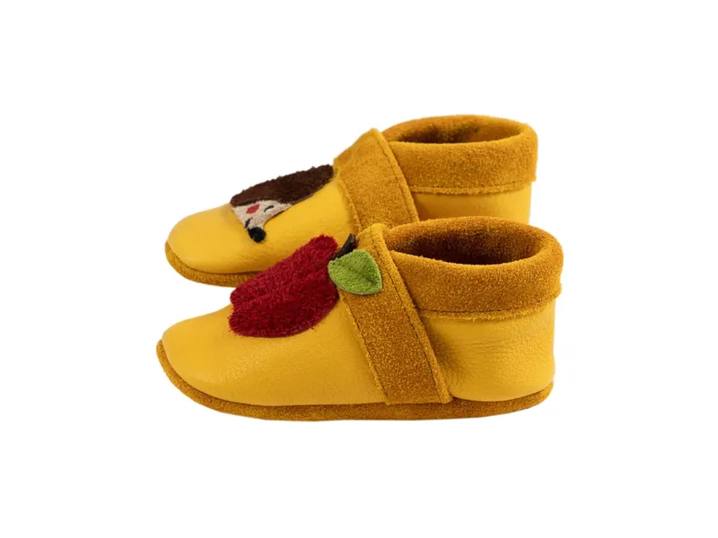 Pantolinos Pantolinos Baby und Kinder Hausschuhe Krabbelschuhe Ecopell Leder Igel Apfel, Gelb, mehrfarbig, – Produktbild 2 von 2