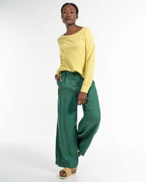 Alma & Lovis Alma & Lovis Shirt im Sweatstil aus feinem Rippen-Jersey | Rib Blouse, Lime (gelb), – Produktbild 2 von 4