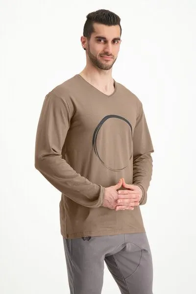 Renegade Guru Renegade Guru Herren Langarm Shirt Rudra mit Zen Print – Bambus und Bio-Baumwolle, Inca cacao (braun), – Produktbild 2 von 4