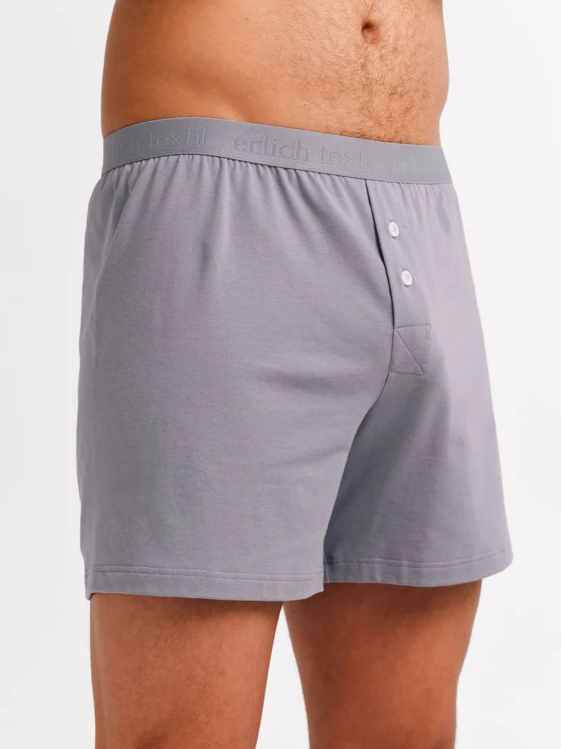 erlich textil erlich textil Casual Cotton Boxers im 3er Pack, weite Boxershorts aus Bio-Baumwolle, made in Europe, Steingrau, – Produktbild 1 von 8