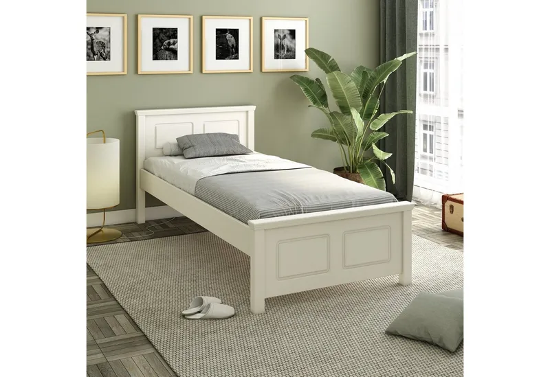 OTTO home Massivholzbett ERIK', Made in Europe, optional mit Schublade, Massivholz Kiefer (FSC® zertifiziert), in mehreren Größen, Landhausstil mit Kassettenoptik, Weiß, – Produktbild 2 von 5