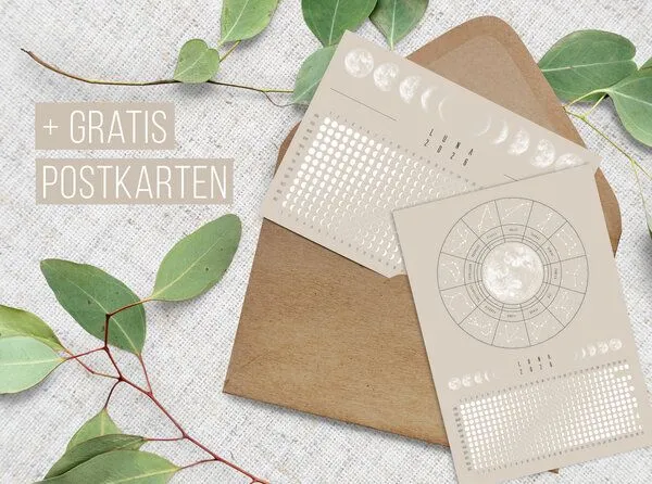 Mondkalender 2027 - Wandkalender A3, A4 - beige // ShellyCreates – Produktbild 3 von 3