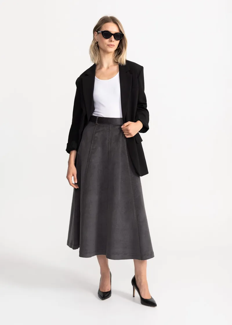 De IONESCU De IONESCU Damen vegan Rock Dorna Corduroy, Grau, – Produktbild 1 von 2