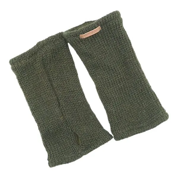 short'n'pietz short'n'pietz Schurwollhandstulpen, handgestrickt, Olivgrün, – Produktbild 1 von 1