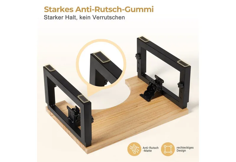 Yorbay Badhocker Bambus Toilettenhocker mit Klappfunktion, 3-Stufen Höheneinstellung, Rutschfeste Oberfläche – Produktbild 5 von 5
