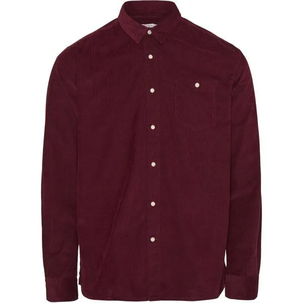 KnowledgeCotton Apparel KnowledgeCotton Apparel Cordhemd - Baby Cord Shirt - GOTS/Vegan, Rot (rhubarb), – Produktbild 1 von 1