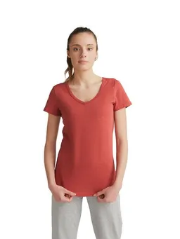 Leela Cotton Leela Cotton Damen Flammé V-Neck-Shirt Bio-Baumwolle – Produktbild 1 von 1