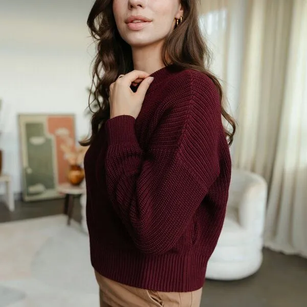 NORDLICHT NORDLICHT Grobstrick Pullover aus 100% Baumwolle MARA, Rot, – Produktbild 4 von 4