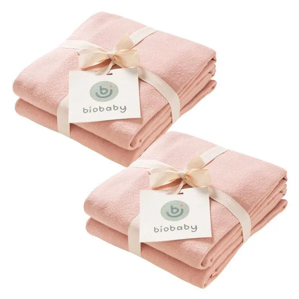 People Wear Organic People Wear Organic Biobaby Moltondecke 2 x 2er-Pack (4 Stück), 100% Baumwolle (kbA), 80x80cm, Rosé, – Produktbild 1 von 3