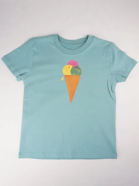 MelaDi Meladi Kinder Shirt aus Biobaumwolle - Eiscreme auf Türkis – Produktbild 3 von 6