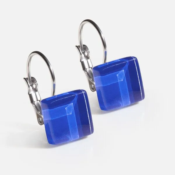 ALEXASCHA ALEXASCHA Geometrische Ohrringe hängend aus Glas | PUREFORM, Saphirblau, – Produktbild 3 von 5