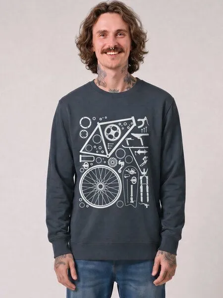 watapparel watapparel Sweatshirt Unisex Fahrradteile, India ink grey, – Produktbild 2 von 2