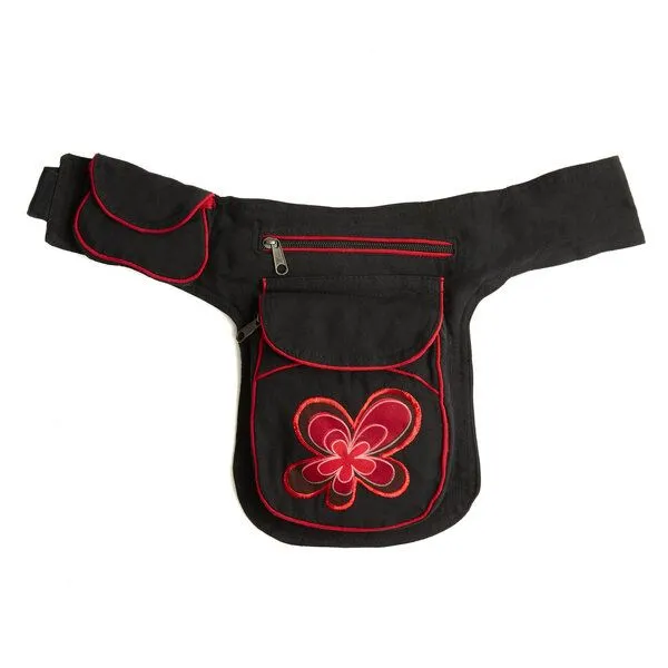 short'n'pietz short'n'pietz handgenähte Gürteltasche mit verstellbarem Gürtel, Schwarz, – Produktbild 3 von 8