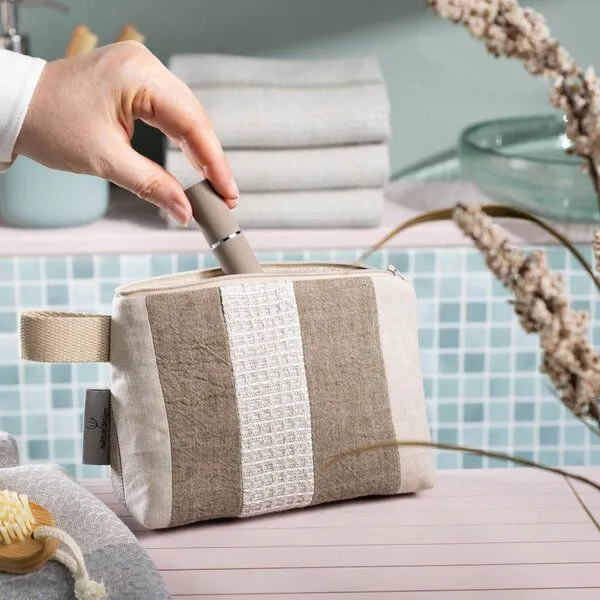nahtur-design nahtur-design Kosmetiktasche aus 100% Leinen | Kleine Leinentasche, No_22 (grün), – Produktbild 3 von 4