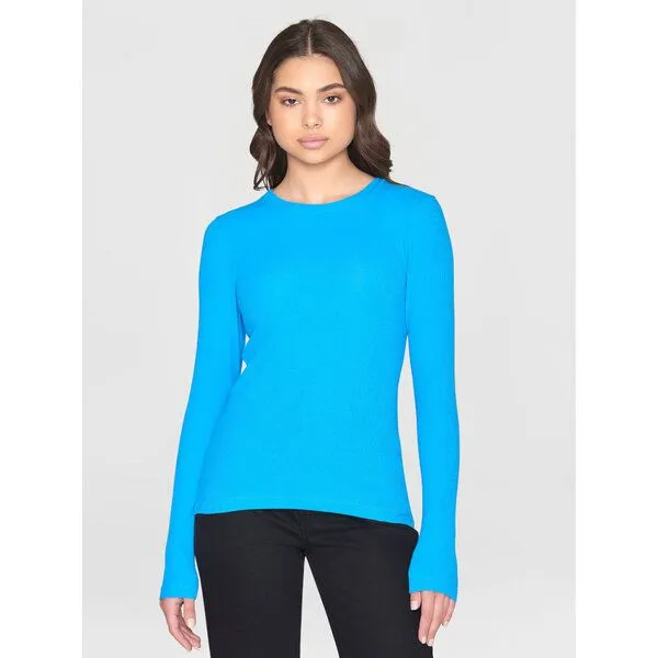 KnowledgeCotton Apparel KnowledgeCotton Apparel Langarmshirt - Rib Scoop neck long sleeved - aus Bio-Baumwolle, Blau (malibu blue), – Produktbild 1 von 3