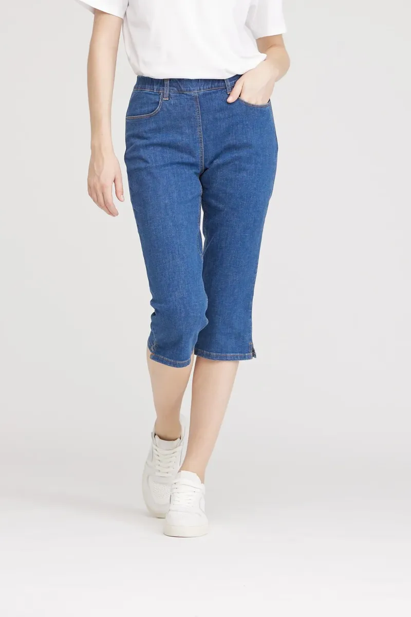 LAURIE LAURIE Damen vegan Jeans Capri Kelly Regular Blue Denim, Dunkelblau, – Produktbild 2 von 2
