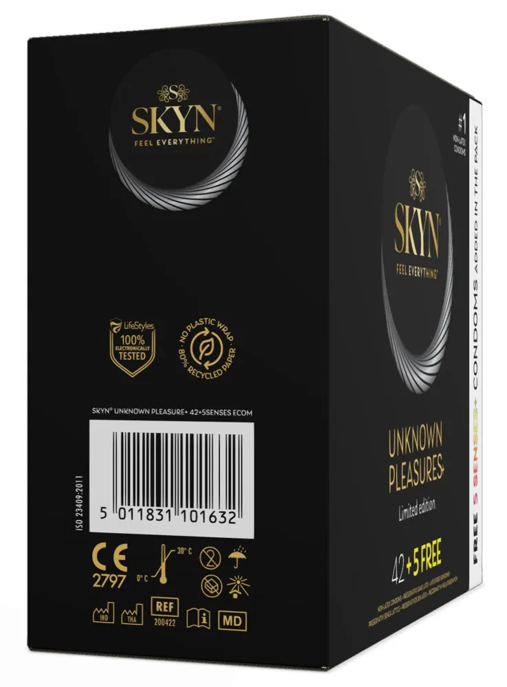 SKYN Kondom-Mix „Unknown Pleasures 42+5free“, latexfrei, Transparent, – Produktbild 2 von 4