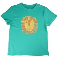 MelaDi Meladi Kinder Shirt aus Biobaumwolle - Löwe auf Meadow Green – Produktbild 1 von 1