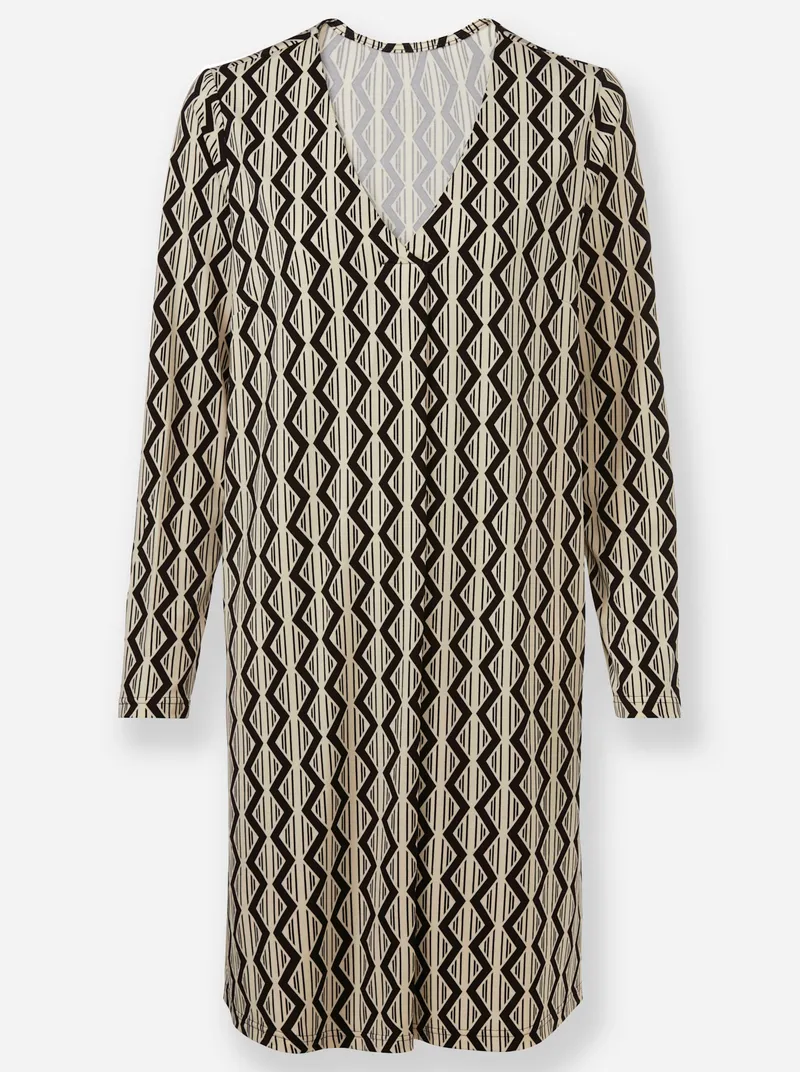 Witt Druckkleid, Sand-schwarz-bedruckt, – Produktbild 1 von 2
