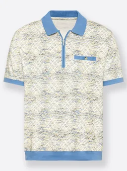 marco donati Kurzarm-Poloshirt mittelblau-bedruckt – Produktbild 1 von 1