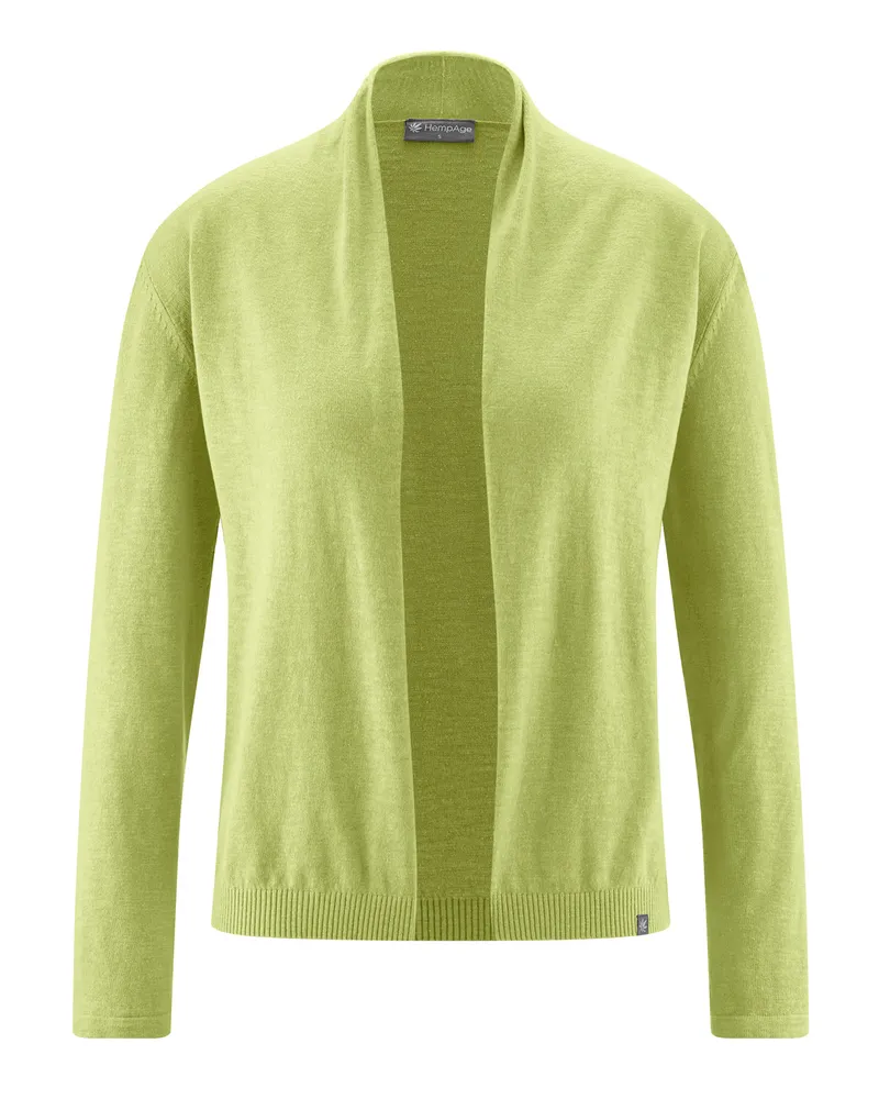 HempAge Hempage Damen vegan Strickjacke Mit Schalkragen Bambusgrün, Grün, – Produktbild 1 von 2
