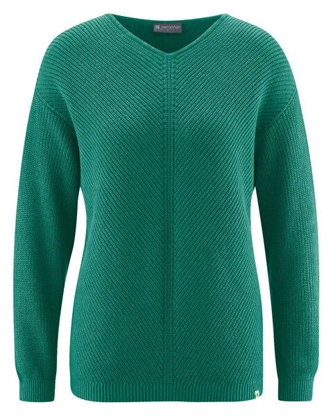 HempAge HempAge Zeitloser Pullover Hanf/Biobaumwolle, Jungle (grün), – Produktbild 1 von 4