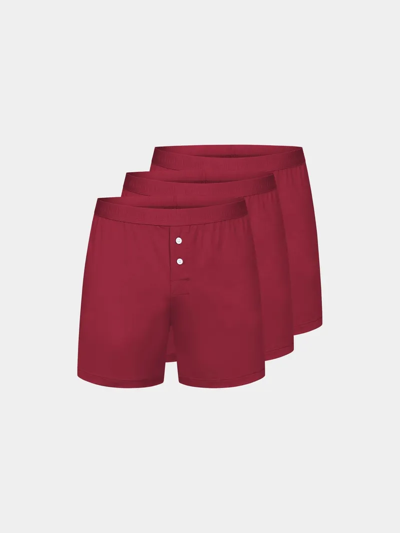 erlich textil erlich textil Light Touch Boxers im 3er Pack, weite Boxershorts aus weichem Modal, made in Europe, Bordeaux, – Produktbild 8 von 8