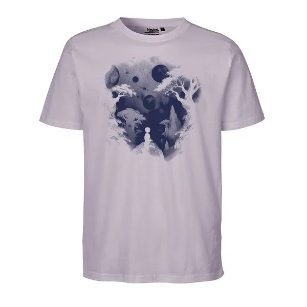 HANDGEDRUCKT HANDGEDRUCKT "Inner Child" Unisex T-Shirt aus reiner Baumwolle (kbA), Dutsy purple, – Produktbild 1 von 3