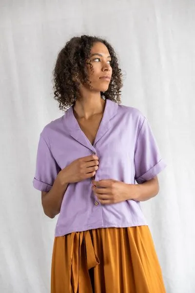 Jyoti - Fair Works Jyoti - Fair Works Modal Bluse Avaani, Flieder, – Produktbild 3 von 4