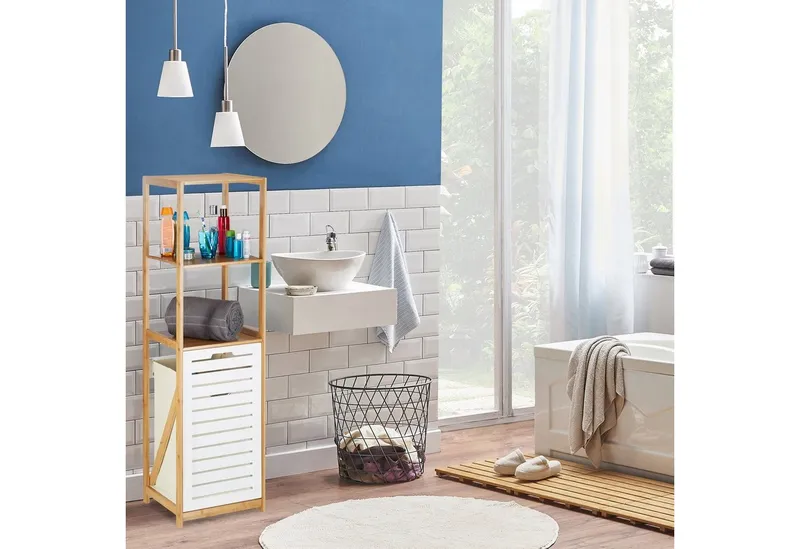 RELAXDAYS RELAXDAYS Badregal mit Wäschekorb, 1-tlg., Braun, – Produktbild 3 von 5