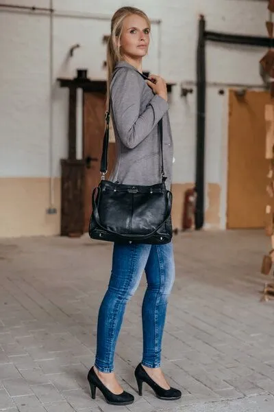manbefair manbefair Handtasche Audrey Leder, Schwarz, – Produktbild 4 von 4