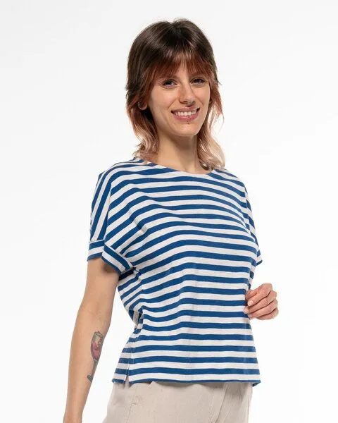 Alma & Lovis Alma & Lovis Lässiges Ringel T-Shirt aus Organic Cotton | Ringel Shirt, Azur (blau-weiss), – Produktbild 3 von 4