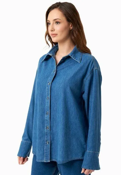 ORGANICATION ORGANICATION Denim-Bluse aus Bio-Baumwolle, Medium blue, – Produktbild 3 von 4