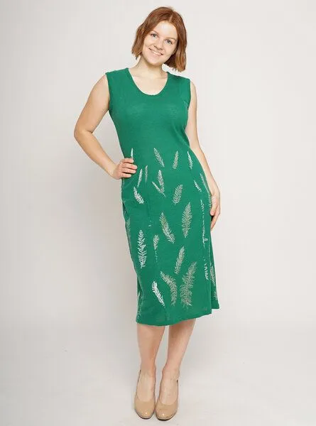 Peaces.bio - handbedruckte Biomode Peaces.bio - handbedruckte Biomode Sommerkleid Schafgarbe in Grün – Produktbild 2 von 3