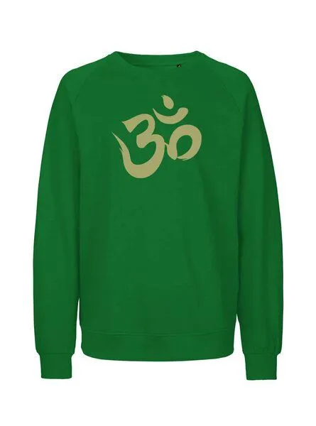 Peaces.bio - handbedruckte Biomode Peaces.bio - handbedruckte Biomode Bio Herren Sweatshirt Om, Grün, – Produktbild 1 von 2
