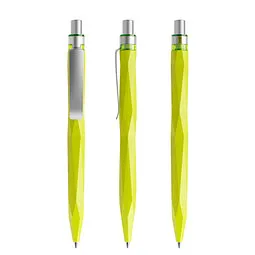 prodir prodir® Druckkugelschreiber QS20 PMS Push, blaue Mine, gelbgrün/silber satiniert – Produktbild 1 von 1