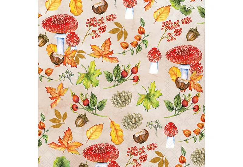 Ambiente Luxury Paper Products Papierserviette, Servietten Papier 33x33cm 3-lagig mit Herbstmotiv 20 Stück, Beige|braun|grün|orange|rot, – Produktbild 1 von 1
