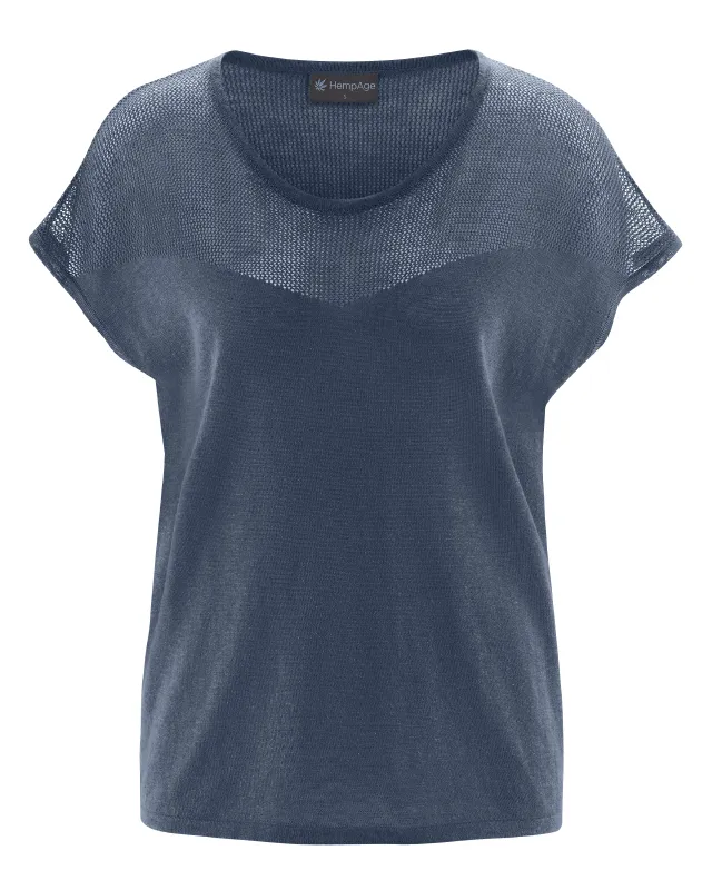 HempAge Hempage Damen vegan Top Mesh Wintersky Blau, Blau, – Produktbild 2 von 2
