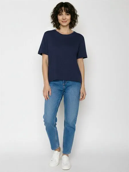 GreenBomb GREENBOMB Basic Nova - Kastiges T-Shirt aus Bio-Baumwolle / GOTS / Fair & Vegan, Blau (marineblau), – Produktbild 3 von 4